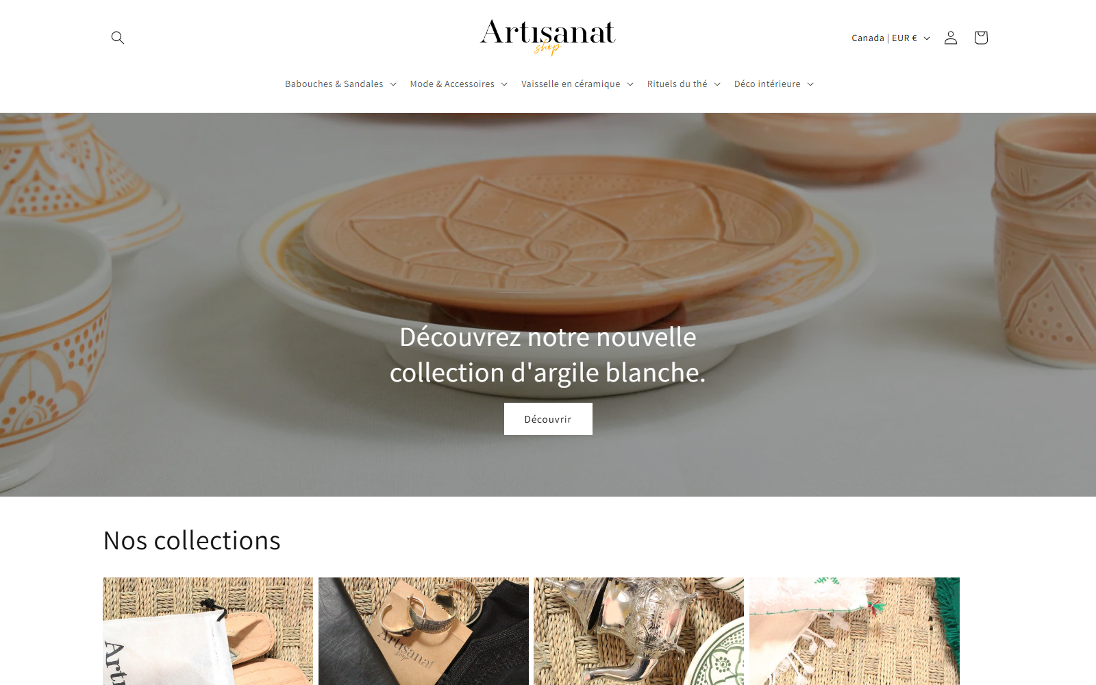 Artisanat Shop website screenshot